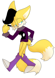 Size: 752x1062 | Tagged: artist needed, safe, miles (anti-mobius), fox, blue eyes, boots, male, sweater, yellow fur