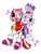 Size: 768x1024 | Tagged: safe, artist:emzberry, amy rose, blaze the cat, cat, hedgehog, 2023, amy x blaze, amy's halterneck dress, blaze's tailcoat, blushing, clothes, cute, dress, female, females only, lesbian, looking at viewer, shipping, sitting on them