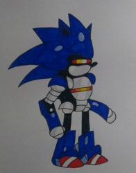 Size: 918x1168 | Tagged: safe, artist:gigi-sonicandgumball, mecha sonic, 2020, looking offscreen, robot, solo, standing