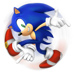 Size: 2500x2500 | Tagged: safe, artist:nibroc-rock, sonic the hedgehog, hedgehog, sonic adventure, 2016, 3d, clenched teeth, looking at viewer, male, one fang, pointing, posing, remastered, simple background, smile, solo, transparent background