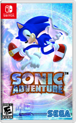 Size: 1024x1658 | Tagged: safe, artist:andrewbana, sonic the hedgehog, sonic adventure, 2022, 3d, box art, logo, remastered, solo