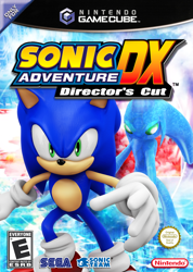 Size: 1534x2151 | Tagged: safe, artist:nibroc-rock, chaos, sonic the hedgehog, sonic adventure, 2015, 3d, box art, duo, english text, logo, looking at viewer, modern sonic, modern style, remake, sega logo, sonic adventure dx