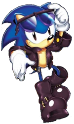 Size: 239x399 | Tagged: safe, hedgehog, anti-sonic, bad quality, boots, classic style, jacket, looking at viewer, male, official artwork, simple background, smile, solo, standing, sunglasses, transparent background