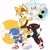 Size: 1080x1080 | Tagged: safe, artist:solar socks, miles "tails" prower, shadow the hedgehog, silver the hedgehog, sonic the hedgehog, fox, hedgehog, age swap, black fur, blue eyes, blue fur, boots, gloves, goggles, goggles on head, green eyes, grey fur, male, orange fur, red eyes, red fur, shoes, socks, yellow eyes