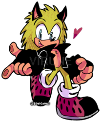 Size: 662x800 | Tagged: safe, artist:sonicwiki, oc, oc:durian the quilladillo, blue eyes, fingerless gloves, green fur, heart, jacket, male, quilladillo, shoes, socks