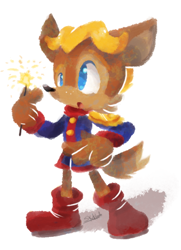 Size: 372x514 | Tagged: safe, artist:sonicsketch, antoine d'coolette, coyote, blue eyes, boots, brown fur, fireworks, jacket, male