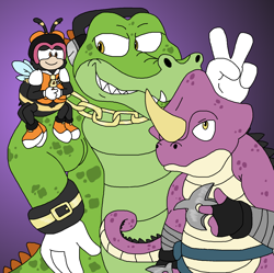 Size: 1628x1624 | Tagged: safe, artist:toonidae, charmy bee, espio the chameleon, vector the crocodile