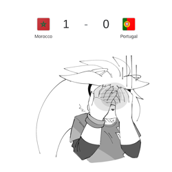 Size: 2000x2000 | Tagged: safe, artist:mingkeuuyu, silver the hedgehog, hedgehog, bust, country flag, covering face, dissapointed, female, floppy ears, football world cup, gender swap, greyscale, morocco flag, portugal flag, shirt, simple background, solo, white background