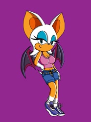 Size: 623x838 | Tagged: safe, artist:footman, rouge the bat, alternate outfit, shorts, tank top