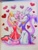 Size: 1559x2048 | Tagged: safe, artist:karicumis, amy rose, blaze the cat, cat, hedgehog, 2022, amy x blaze, amy's halterneck dress, blaze's tailcoat, clothes, cute, dress, female, females only, hearts, lesbian, looking at each other, shipping, traditional media