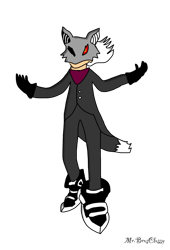 Size: 1042x1533 | Tagged: safe, artist:noooonswing, infinite the jackal, human, coat, gloves, humanized, male, mask, pants, shoes, tailcoat