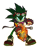 Size: 801x998 | Tagged: safe, artist:dawnhedgehog555, scourge the hedgehog, hedgehog, blue eyes, chainsaw, fingerless gloves, fire, flame, glasses, glasses on head, gloves, green fur, jacket, male, scars, sharp teeth, shoes, sunglasses