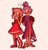 Size: 540x559 | Tagged: safe, artist:an2e77e, amy rose, blaze the cat, cat, hedgehog, 2019, amy x blaze, amy's halterneck dress, blaze's tailcoat, blushing, clothes, cute, dress, female, females only, flower, heart, lesbian, letter, plant, shipping, shy, valentine's day