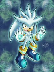 Size: 1280x1707 | Tagged: safe, artist:star-shiner, silver the hedgehog, hedgehog, boots, gloves, grey fur, male, yellow eyes