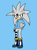 Size: 764x1046 | Tagged: safe, artist:noooonswing, silver the hedgehog, hedgehog, asymmetrical legwear, blue background, boots, grey fur, grin, jacket, male, simple background, single fingerless glove, single over-kneehigh, smile, solo, vocaloid, yellow eyes
