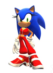 Size: 975x1346 | Tagged: safe, artist:ladylunanova, sonic the hedgehog, hedgehog, 3d, clothes, eyelashes, female, looking at viewer, mod, simple background, smile, soap shoes, solo, sonic generations, trans female, transgender, white background