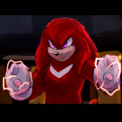 Size: 899x899 | Tagged: safe, artist:solar socks, knuckles the echidna, echidna, gloves, male, movie style, purple eyes, red fur