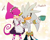 Size: 1000x800 | Tagged: safe, artist:icym24, espio the chameleon, silver the hedgehog, hedgehog, abstract background, arms folded, blushing, chameleon, crossdressing, dialogue, dress, duo, duo male, english text, femboy, gay, gothic lolita, heart, lidded eyes, lolita, looking at each other, maid outfit, male, males only, mug, shipping, silvio, standing, tea, walking