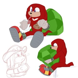 Size: 828x828 | Tagged: safe, artist:solar socks, knuckles the echidna, echidna, gloves, male, master emerald, movie style, purple eyes, red fur, shoes
