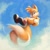 Size: 1080x1080 | Tagged: safe, artist:mousenoises, miles "tails" prower, abstract background, backpack, clouds, flying, lineless, looking at viewer, male, movie style, smile, solo, spinning tails, watermark