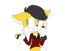 Size: 552x432 | Tagged: safe, artist:meltheartist, miles (anti-mobius), fox, blue eyes, fingerless gloves, gloves, jacket, male, yellow fur