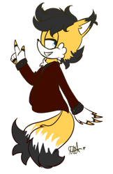 Size: 719x1111 | Tagged: safe, artist:meltheartist, miles (anti-mobius), hedgehog, blue eyes, fingerless gloves, gloves, jacket, male, yellow fur