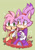 Size: 540x764 | Tagged: safe, artist:remisyl, amy rose, blaze the cat, cat, hedgehog, 2022, amy x blaze, amy's halterneck dress, blaze's tailcoat, blushing, cute, duo, female, females only, flowers, lesbian, mouth open, shipping, simple background