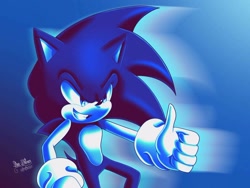 Size: 1032x775 | Tagged: safe, artist:star-shiner, sonic the hedgehog, hedgehog, male, thumbs up