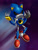Size: 828x1104 | Tagged: safe, artist:star-shiner, metal sonic, abstract background, looking offscreen, male, robot, solo
