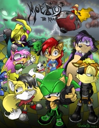 Size: 788x1013 | Tagged: safe, artist:alomoria, alicia acorn, miles (anti-mobius), rosy the rascal, scourge the hedgehog, boomer walrus, buns rabbot, female, kintobor, male, patch d'coolette