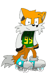 Size: 509x751 | Tagged: safe, artist:massi-the-fox, oc, oc:massi the fox, fox, fingerless gloves, male, orange fur, rollerskates, shoes, socks, sweater