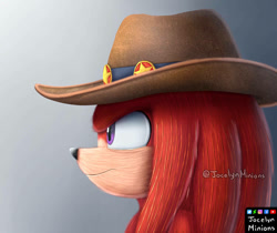 Size: 975x819 | Tagged: safe, artist:jocelynminions, knuckles the echidna, echidna, hat, male, movie style