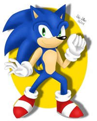 Size: 827x1035 | Tagged: safe, artist:star-shiner, sonic the hedgehog, hedgehog, blue fur, gloves, green eyes, male, shoes, socks