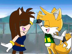 Size: 640x480 | Tagged: safe, artist:massi-the-fox, oc, oc:agata the hedgehog, oc:massi the fox, fox, hedgehog, edit, female, male, recolor, sonic x
