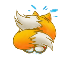 Size: 500x400 | Tagged: safe, artist:larytello, miles "tails" prower, fox, 2015, floppy ears, male, scared, signature, simple background, sitting, solo, transparent background, wrapped in tails