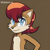 Size: 2048x2048 | Tagged: safe, ai art, artist:mobians.ai, sally acorn, chipmunk, brown background, gender swap, hand on hip, looking at viewer, male, mobius.social exclusive, prompter:taeko, simple background, smile, solo