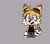 Size: 1856x1616 | Tagged: safe, artist:chibi-0004, miles "tails" prower, fox, blushing, clothes, fingerless gloves, goggles, grey background, male, mouth open, shorts, simple background, smile, solo, standing, tank top