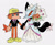 Size: 991x806 | Tagged: safe, artist:fernsnailz, ian jr, infinite the jackal, sonic forces, 2023, bow, bowtie, cap, claws, crocs, crossdressing, cute, dress, duo, flower, flower bouquet, gay, grey background, holding hands, holding something, ianabetes, ianfinite, phantom ruby, shipping, simple background, smile, standing, tie, wedding, wedding dress, wedding suit