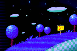 Size: 900x600 | Tagged: safe, artist:jezmmart, goal post, grass, landscape, nighttime, no characters, sign, sonic the hedgehog 2 (8bit), star (sky), tree
