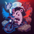 Size: 2048x2048 | Tagged: safe, artist:mightysen, black doom, shadow the hedgehog, hedgehog, alien, angel wings, animalified, blue outline, devil horns, devil tail, doom's eye, duo, frown, gradient background, halo, literal animal, moon, motorcycle, outline, red outline, road, shadow the hedgehog (video game), solo focus, sparkles, trident