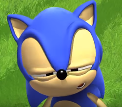 Size: 493x431 | Tagged: safe, sonic the hedgehog, classic sonic, faic, great moments in animation, lidded eyes, mid-blink screencap, screenshot, solo, sonic generations