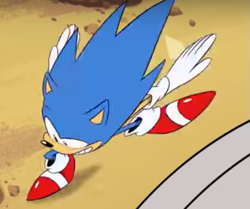 Size: 505x423 | Tagged: safe, sonic the hedgehog, sonic mania adventures, great moments in animation, screenshot, smear frame, solo