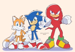 Size: 2048x1431 | Tagged: safe, artist:chinchila010, knuckles the echidna, miles "tails" prower, sonic the hedgehog, sonic the hedgehog 2 (2022)
