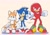 Size: 2048x1431 | Tagged: safe, artist:chinchila010, knuckles the echidna, miles "tails" prower, sonic the hedgehog, sonic the hedgehog 2 (2022), clenched fists, grin, hand on hip, looking at viewer, simple background, smile, smiling at viewer, team sonic, trio