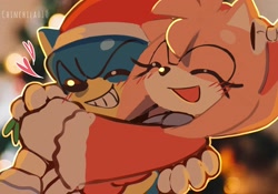 Size: 2048x1431 | Tagged: safe, artist:chinchila010, amy rose, sonic the hedgehog, amy x sonic, christmas, shipping, straight
