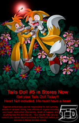 Size: 1094x1700 | Tagged: semi-grimdark, artist:lord-kiyo, miles "tails" prower, tails doll, 2011, abstract background, bleeding, blood, blood stain, bush, creepy smile, creepypasta, crying, duo, english text, fangs, floppy ears, holding them, injured, looking at them, looking at viewer, mouth open, nighttime, outdoors, redraw, scared, sharp teeth, smile, standing, strangling, tears, tears of fear, tears of pain, this will end in injury and/or death