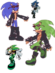 Size: 1536x2048 | Tagged: safe, artist:sleepy-za, scourge the hedgehog, hedgehog, anti-sonic, duo, male, males only, reference inset, self paradox, simple background, white background