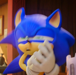 Size: 488x479 | Tagged: safe, sonic the hedgehog, sonic prime, faic, great moments in animation, screenshot, smear frame, solo, wat
