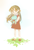 Size: 1500x2185 | Tagged: safe, artist:jenevy, cheese (chao), cream the rabbit, chao, human, child, duo, female, grass, holding something, humanized, looking down, signature, simple background, smile, standing, stuffed animal, white background