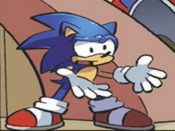 Size: 450x336 | Tagged: safe, sonic the hedgehog, i don't even, official artwork, reaction image, shrunken pupils, solo, wat